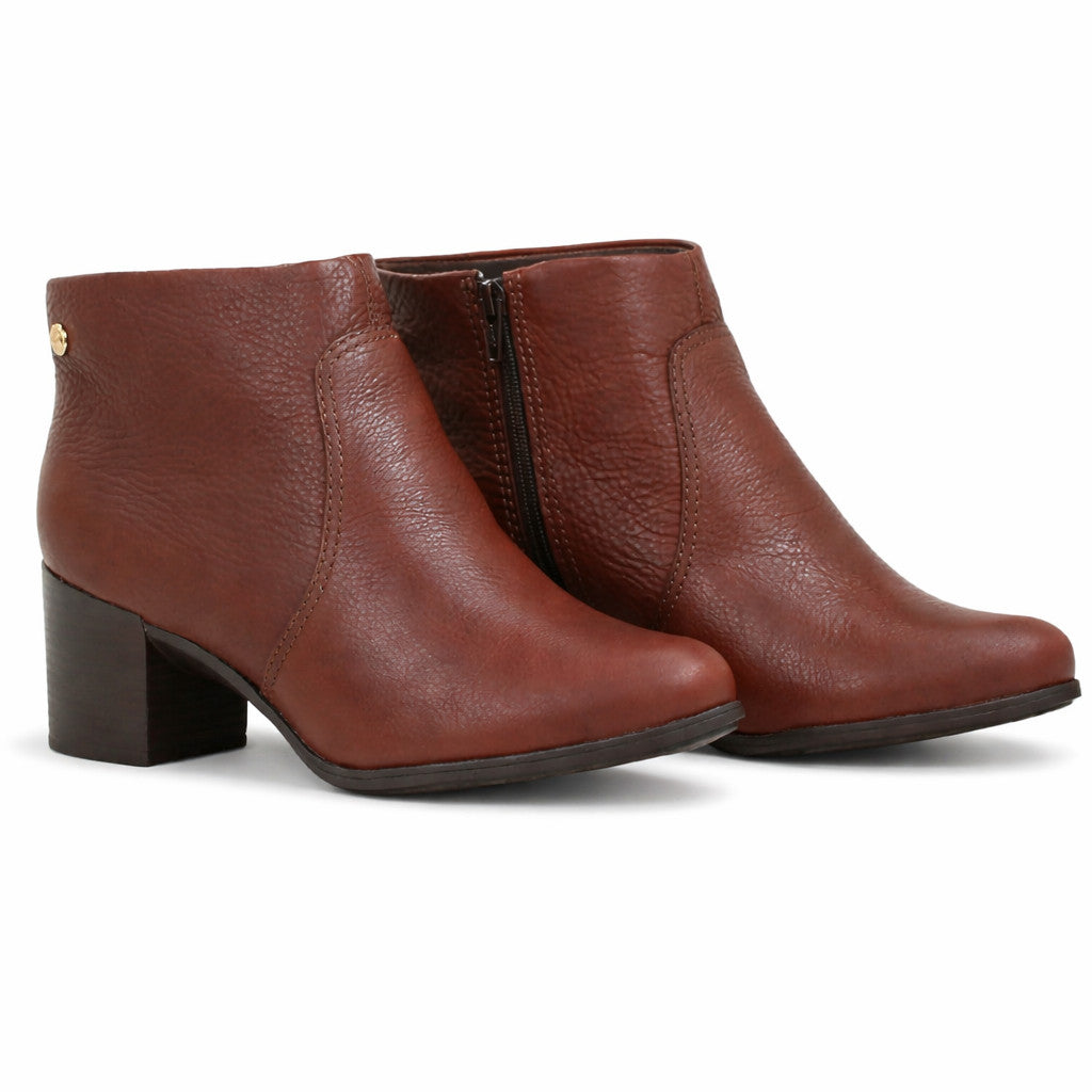 Bota Cano Curto Bottero Couro Legitimo Salto Bloco Confort