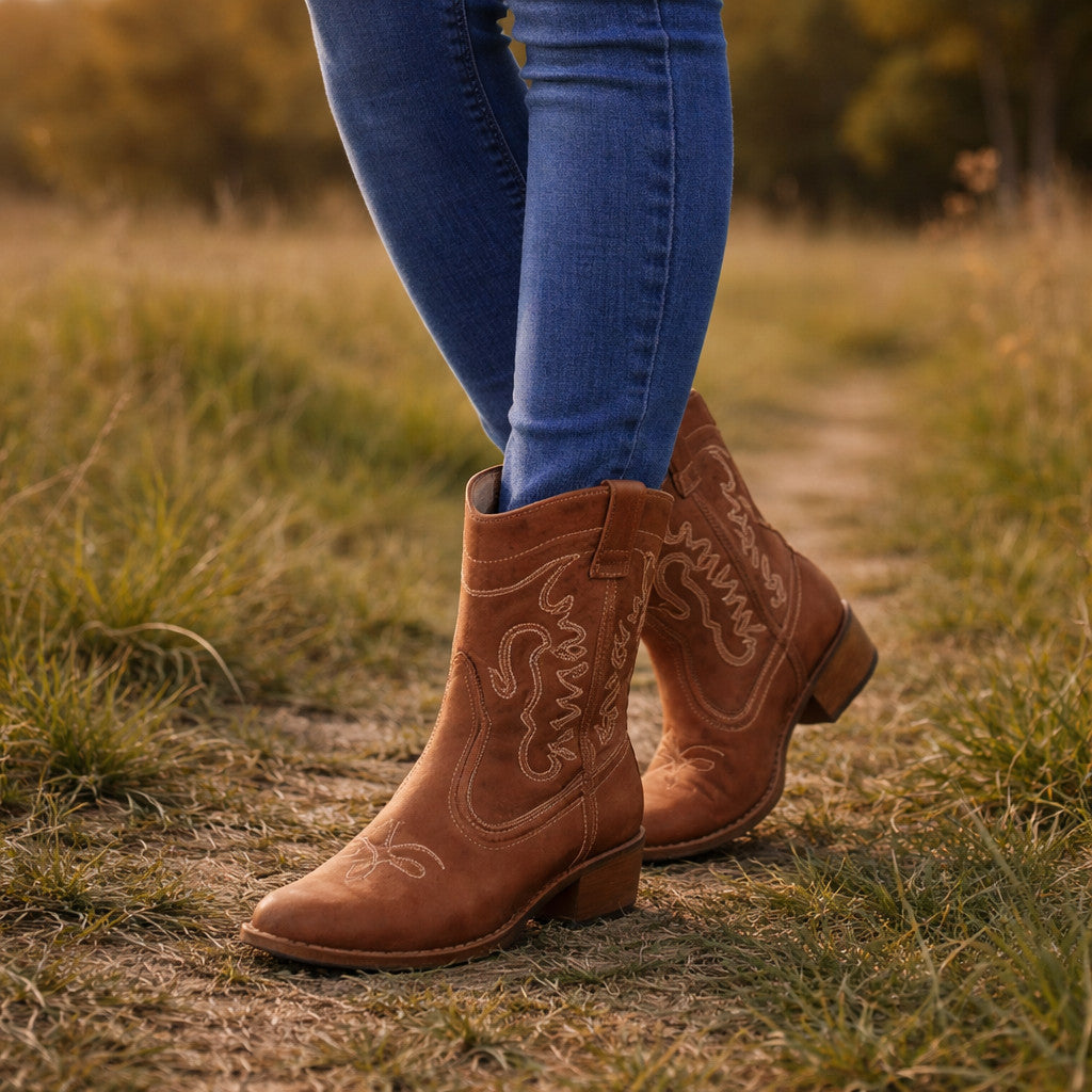 Bota Moleca Country Cano Curto Feminina Confortável