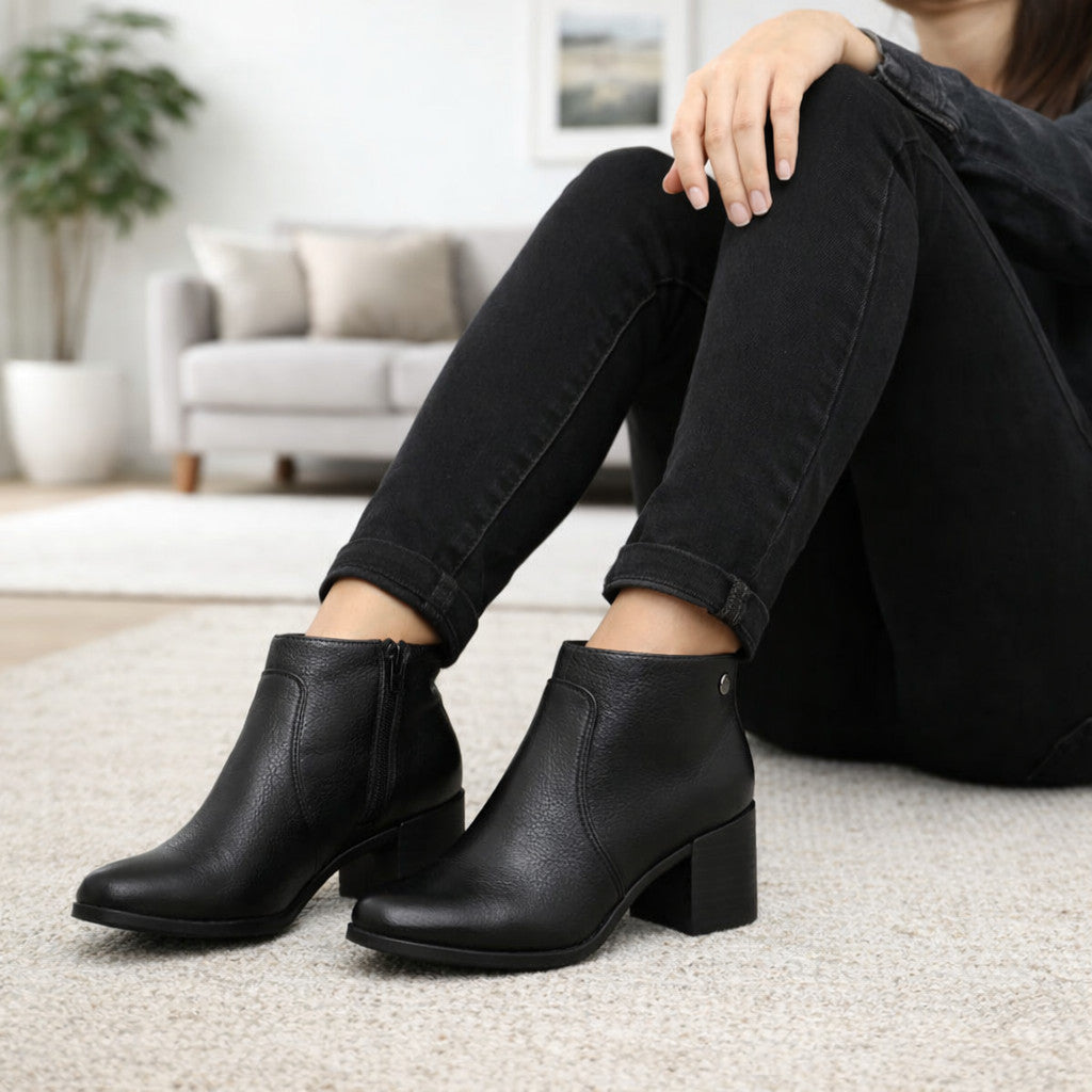 Bota Cano Curto Bottero Couro Legitimo Salto Bloco Confort