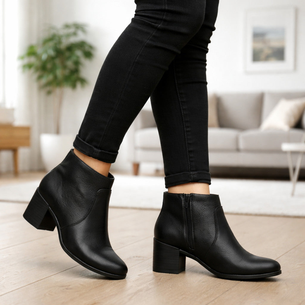 Bota Cano Curto Bottero Couro Legitimo Salto Bloco Confort