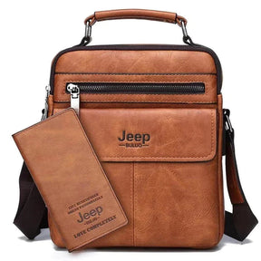 Bolsa de Couro Masculina Jeep - Brinde Carteira Jeep