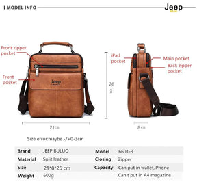 Bolsa de Couro Masculina Jeep - Brinde Carteira Jeep